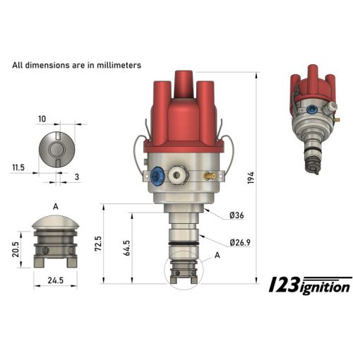123/TUNE+ 4-R-V-D-IE (bluetooth), with injection, replaces Bosch distributors for Citroën and Alfa