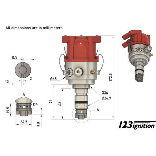 123ignition MG-4-R-V-pos pour MGA et MGB (positif à la masse)