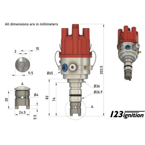 123ignition TUNE+ 6-R-V-M (Bluetooth), complete system for W114 engines